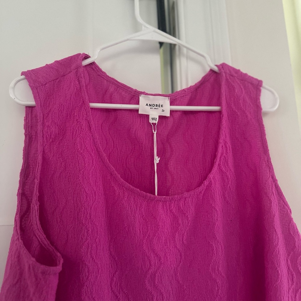 Andree by Unit Relaxed Pink Ribbed Tank Top - Picture 3 of 7